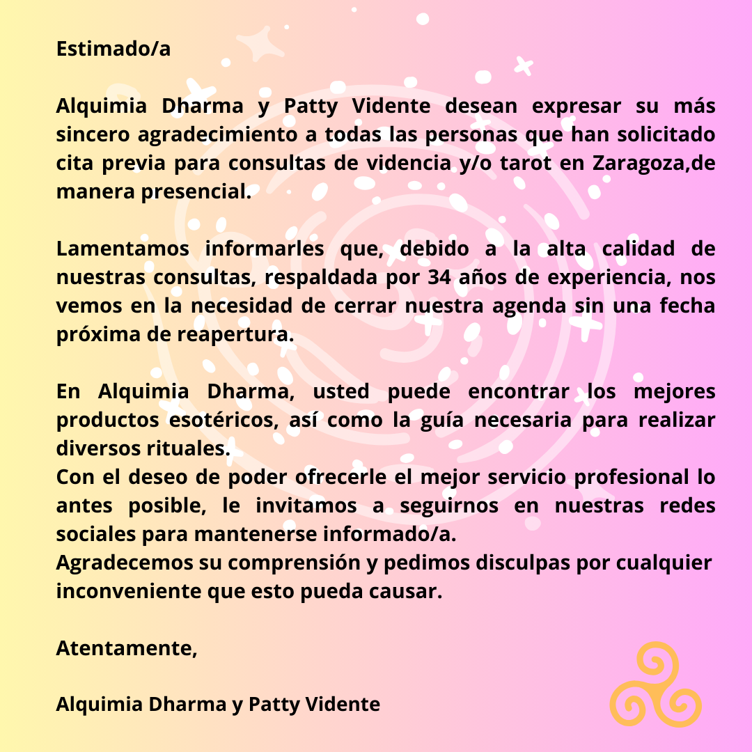 Comunicado sobre la necesidad de cerrar agenda para poder responder a la demanda actual de citas presenciales en espera