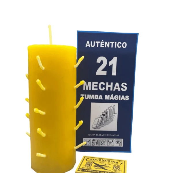 Velón 21 Mechas Tumba Trabajos – Amarillo.